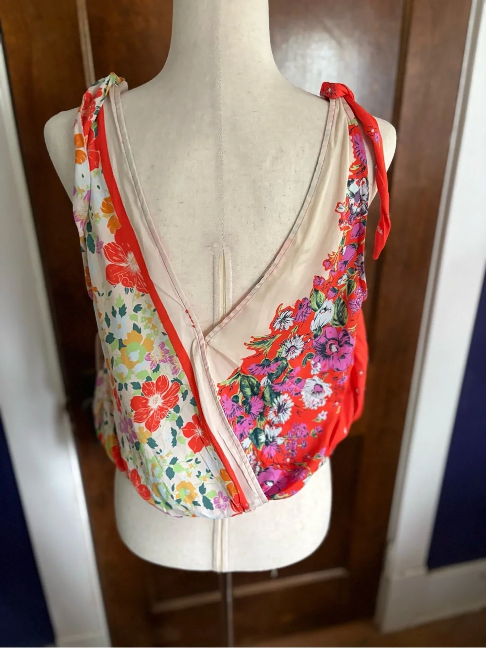 NWT Free People Tied to You Tie Shoulder Blouson Floral Tank Fiesta Combo Small